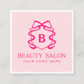 Scanbare QR-code moderne roze schoonheidssalon Vierkante Visitekaartje (Voorkant)