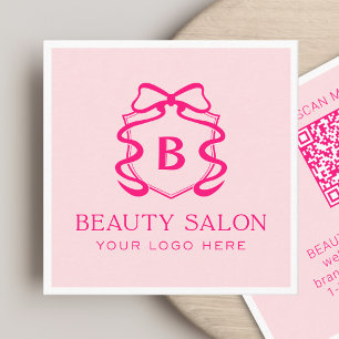 Scanbare QR-code moderne roze schoonheidssalon Vierkante Visitekaartje