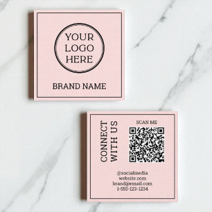 Scanbare QR-code moderne roze zwarte digitale kaar Vierkante Visitekaartje