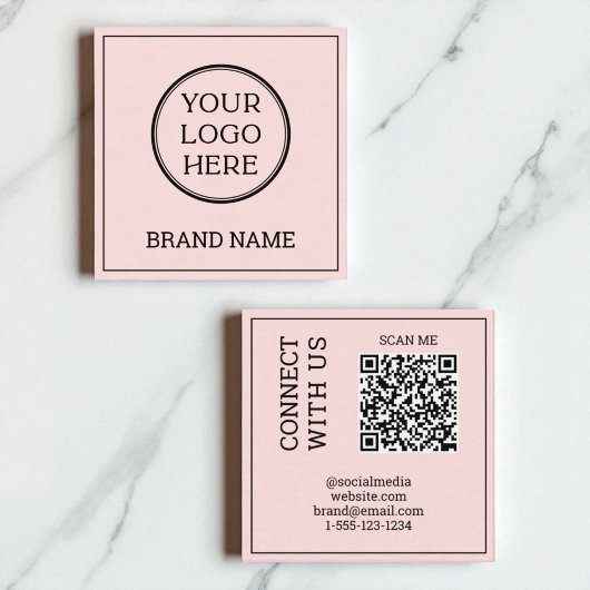 Scanbare QR-code moderne roze zwarte digitale kaar Vierkante Visitekaartje