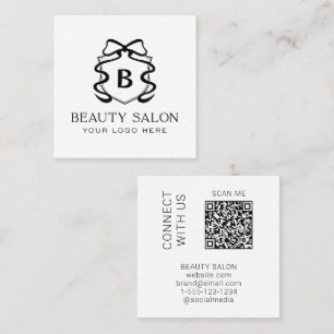Scanbare QR-code moderne zwart-wit salon Vierkante Visitekaartje