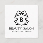 Scanbare QR-code moderne zwart-wit salon Vierkante Visitekaartje (Voorkant)