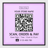 Scanbare QR-code op winkelbord | Scan, bestel en b Raamsticker (Vel)