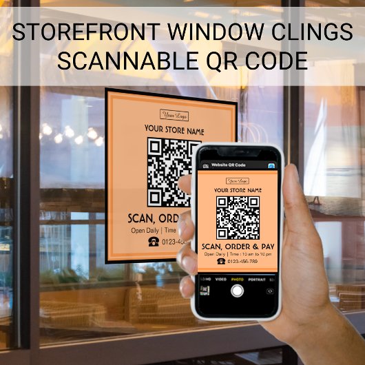 Scanbare QR-code op winkelbord | Scannen, bestelle Raamsticker