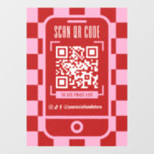 Scanbare QR-code Retro Rood & Roze Zakelijke Winke Raamsticker (Vel)