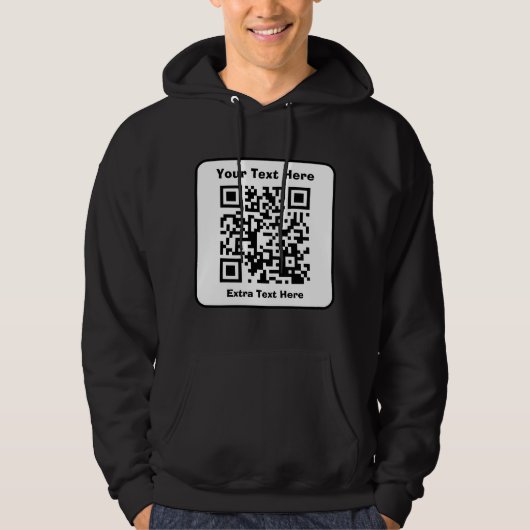 Scanbare QR-code Sjabloon met bewerkbare tekst Hoodie (Voorkant)