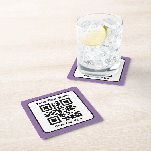 Scanbare QR-code Sjabloon met bewerkbare tekst Kartonnen Onderzetters (Insitu)