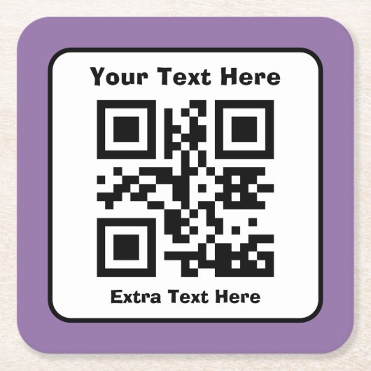 Scanbare QR-code Sjabloon met bewerkbare tekst Kartonnen Onderzetters (Voorkant)