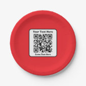 Scanbare QR-code Sjabloon met bewerkbare tekst Papieren Bordje (Voorkant)