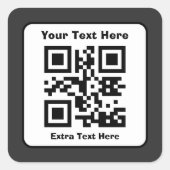 Scanbare QR-code Sjabloon met bewerkbare tekst Vierkante Sticker (Voorkant)