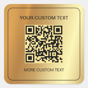 Scanbare QR-code Uw aangepaste tekst Faux Gold Vierkante Sticker