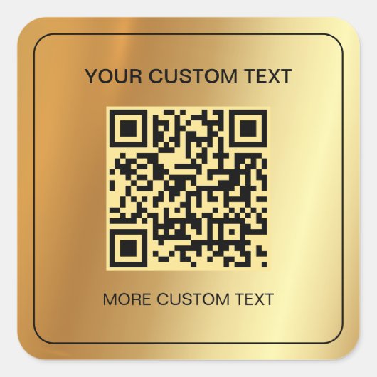 Scanbare QR-code Uw aangepaste tekst Faux Gold Vierkante Sticker (Voorkant)