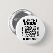 Scanbare QR-code voor vrijgezellenfeest Koop de br Ronde Button 5,7 Cm (Voorkant /achterkant)