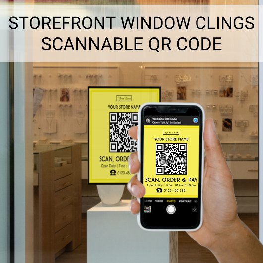 Scanbare QR-code winkelteken | Scannen, bestellen  Raamsticker