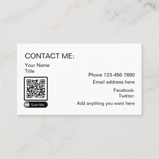 Scanbare QR-code zakelijke contactkaarten Contactkaartje (Voorkant)
