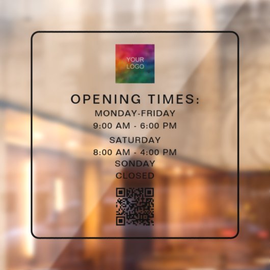 Scanbare QR-code Zakelijke uren Upload logo Slank Raamsticker (Vel 2)