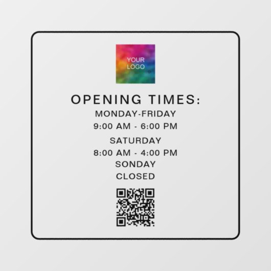 Scanbare QR-code Zakelijke uren Upload logo Slank Raamsticker (Vel)