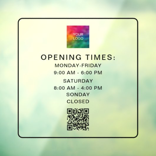 Scanbare QR-code Zakelijke uren Upload logo Slank Raamsticker (Vel 3)