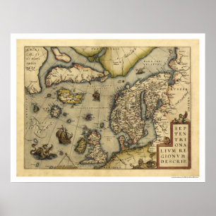 Scandanavische kaart van Ortelius 1570 Poster