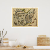 Scandanavische kaart van Ortelius 1570 Poster (Keuken)