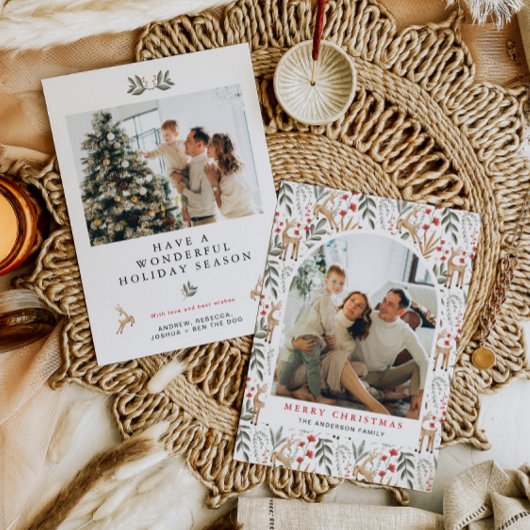 Scandi 2 Foto Kerst Kaart Boho Nordic Holiday