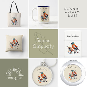 Scandi Aviary Duet, op maat Bagagelabel