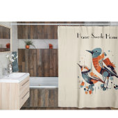 Scandi Aviary Duet, op maat Douchegordijn