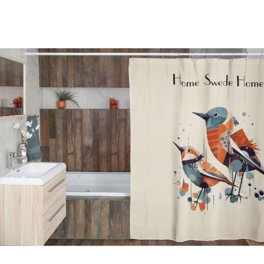 Scandi Aviary Duet, op maat Douchegordijn