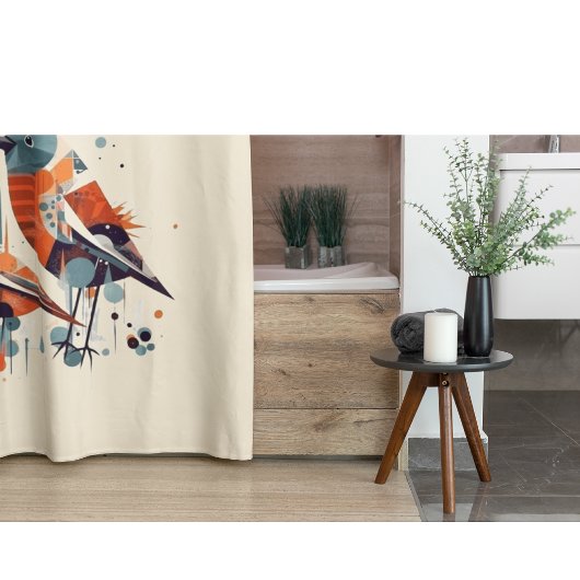 Scandi Aviary Duet, op maat Douchegordijn