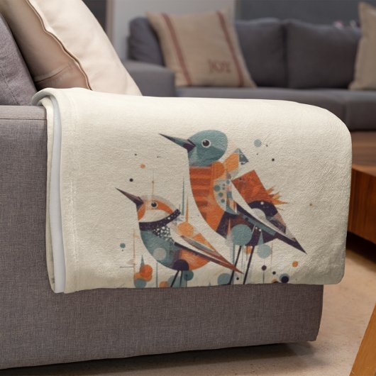 Scandi Aviary Duet, op maat Fleece Deken