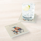 Scandi Aviary Duet, op maat Glazen Onderzetter (Schuin)