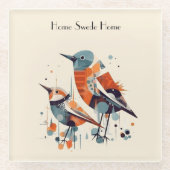 Scandi Aviary Duet, op maat Glazen Onderzetter (Voorkant)