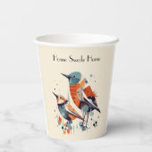 Scandi Aviary Duet, op maat Papieren Bekers (Achterkant)