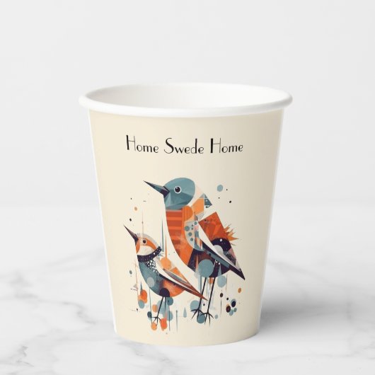 Scandi Aviary Duet, op maat Papieren Bekers (Voorkant)