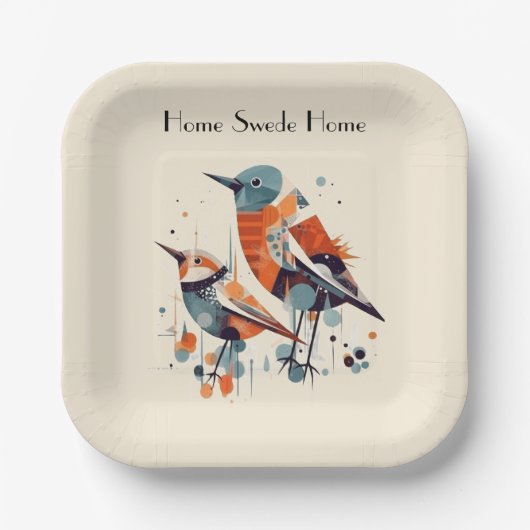 Scandi Aviary Duet, op maat Papieren Bordje (Voorkant)