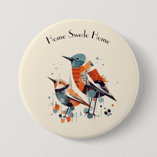 Scandi Aviary Duet, op maat Ronde Button 7,6 Cm (Voorkant)
