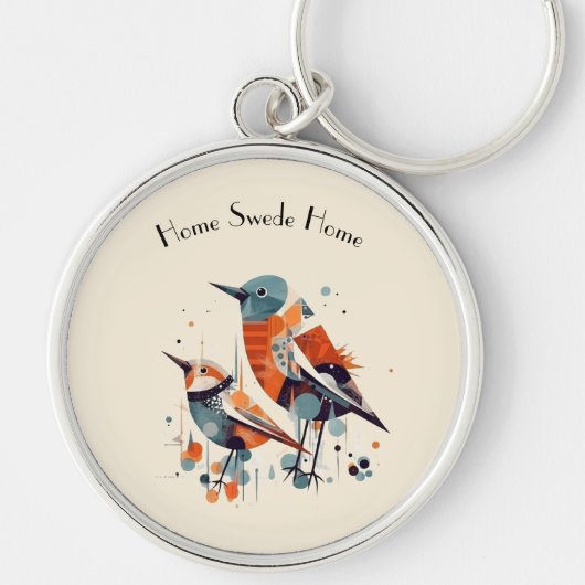 Scandi Aviary Duet, op maat Sleutelhanger (Voorkant)