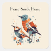 Scandi Aviary Duet, op maat Vierkante Sticker (Voorkant)