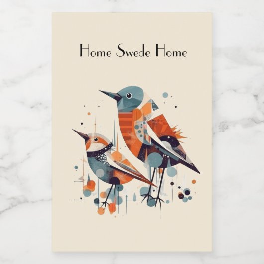Scandi Aviary Duet, op maat Voedselcontainer Etiket (Enkel label)