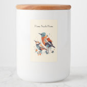 Scandi Aviary Duet, op maat Voedselcontainer Etiket (Voorkant)