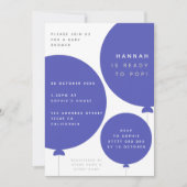 Scandi Balloon | Minimale blauwe Baby shower Kaart (Voorkant)