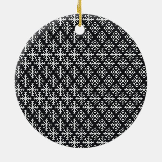 Scandi Black and White Snowflake Photo Keramisch Ornament (Achterkant)