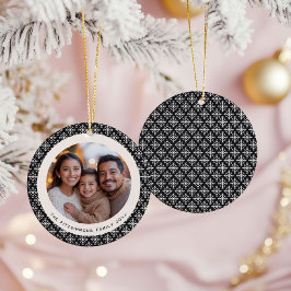Scandi Black and White Snowflake Photo Keramisch Ornament