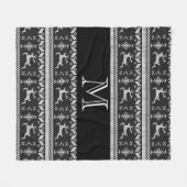 Scandi Black en Gray Reindeer Noors Alpiene Alpen Fleece Deken (Voorkant (Horizontaal))