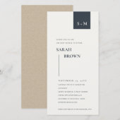 SCANDI BLACK EN WITTE MONOGRAM BABY SHOWER INVITE BEDANKKAART (Voorkant / Achterkant)
