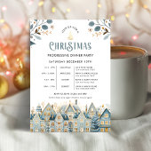 Scandi Blauwe Progressieve Kerst Dinner Party Kaart