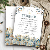 Scandi Blauwe Progressieve Kerst Dinner Party Kaart