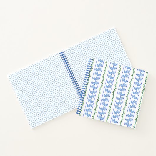 Scandi Blue Bird Green Ivy Stripe Bullet Journal Notitieboek (Binnen)