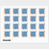 Scandi Boho Folk Bloem Blauw Douche Dank Je Vierkante Sticker (Vel)