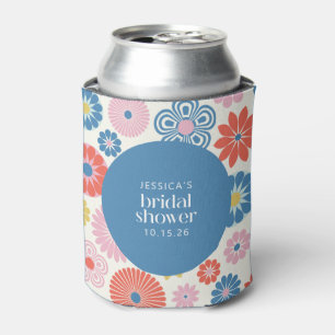 Scandi Boho Folk Bloem Blauwe Bruidsdouche   Blikjeskoeler